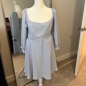 Light Blue minidress, can be worn off or on shoulder